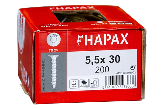 HAPAX FIXING PRO csavarok 5,5 mm, rozsdamentes acél A4 (100/200 db.)