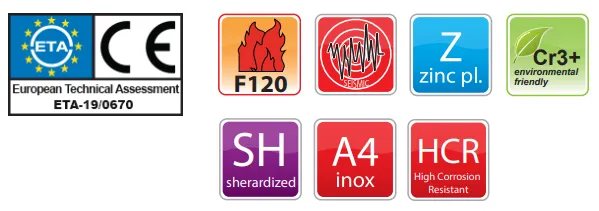 Rozsdamentes acél horgony SMART SBZ A4 (csomagolás méret szerint) 1