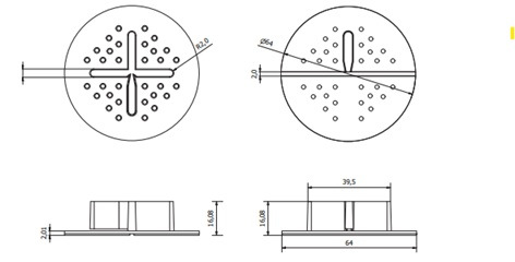 Burkolattartó alátét – fix, 2 mm magasság, átlátszó (Ø 64 mm) 2